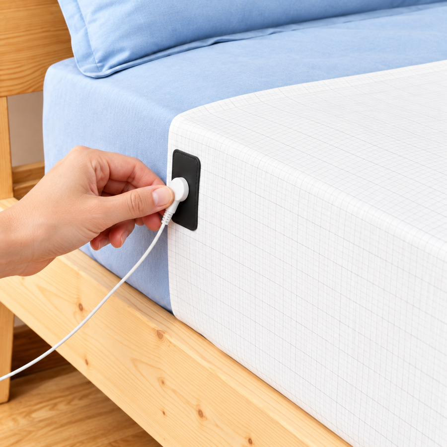 Connecting the grounding cord to the Veldra sheet